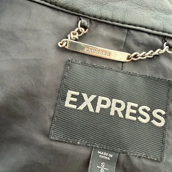 Express Black Faux Leather Jacket - Picture 8 of 8